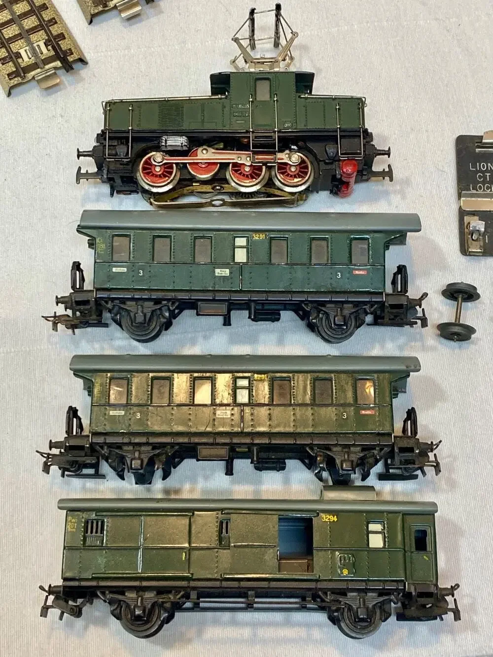 RARE VTG Märklin Electric Locomotive Set Green Track Ho Train w Tracks